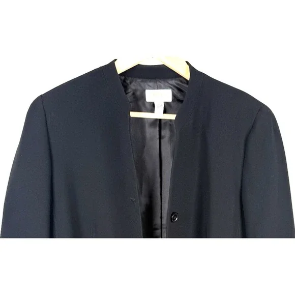 Vintage Talbots Jacket Blazer Black Button Up Pockets Lined Womens Sz 12 Petite - Picture 2 of 8